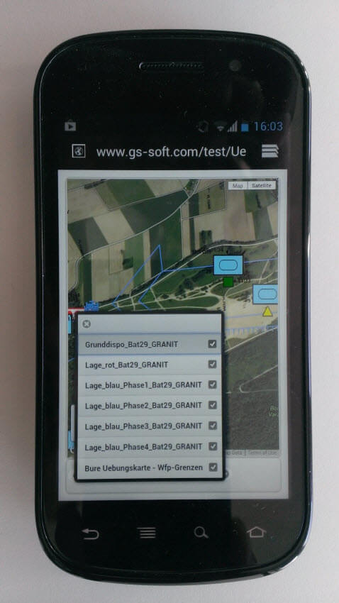 Militärische Lagen auf Android Mobiltelefon